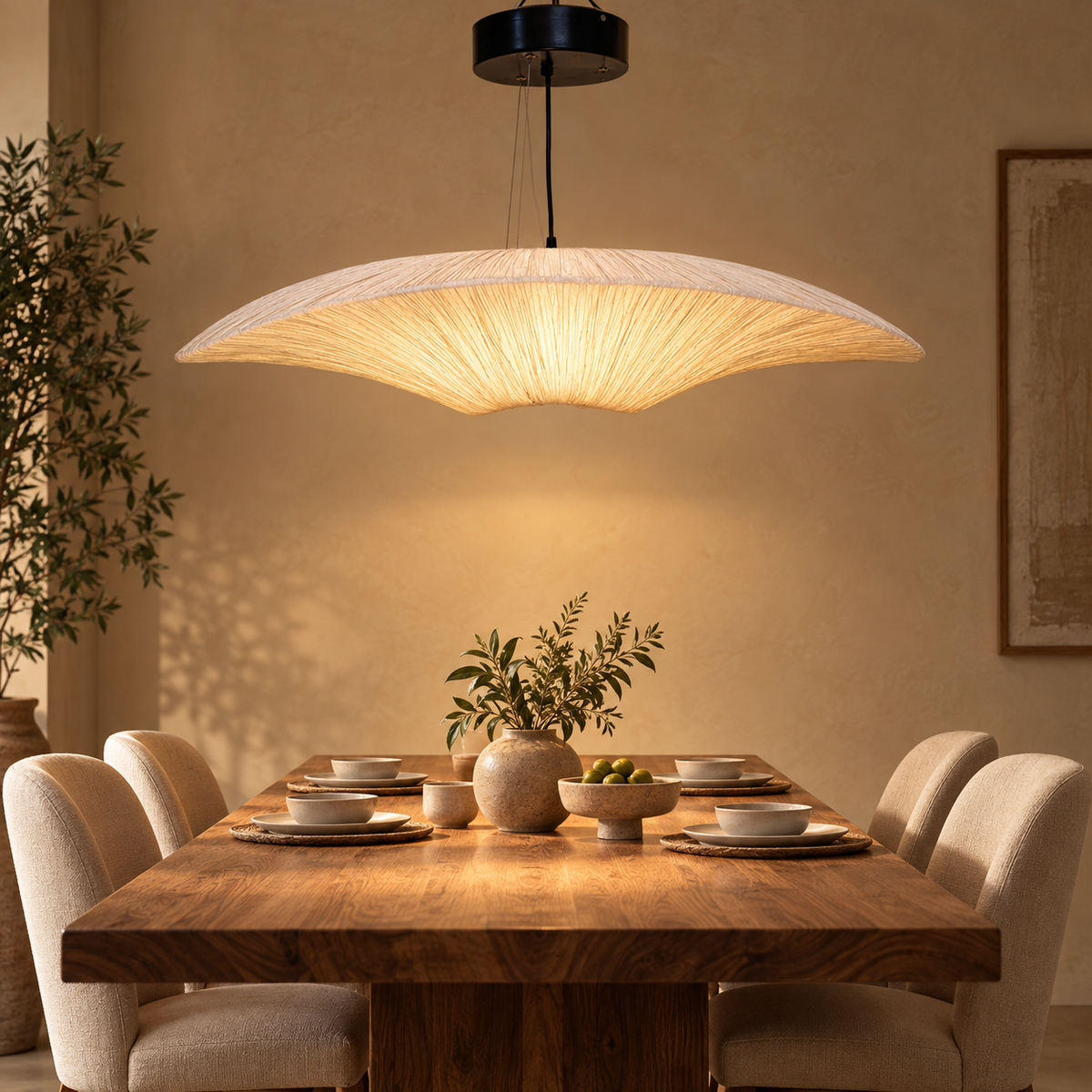 Saanjh Banana Fiber Floor Lamp | Natural Paper Shade Standing Light | Organic Decorative Lighting