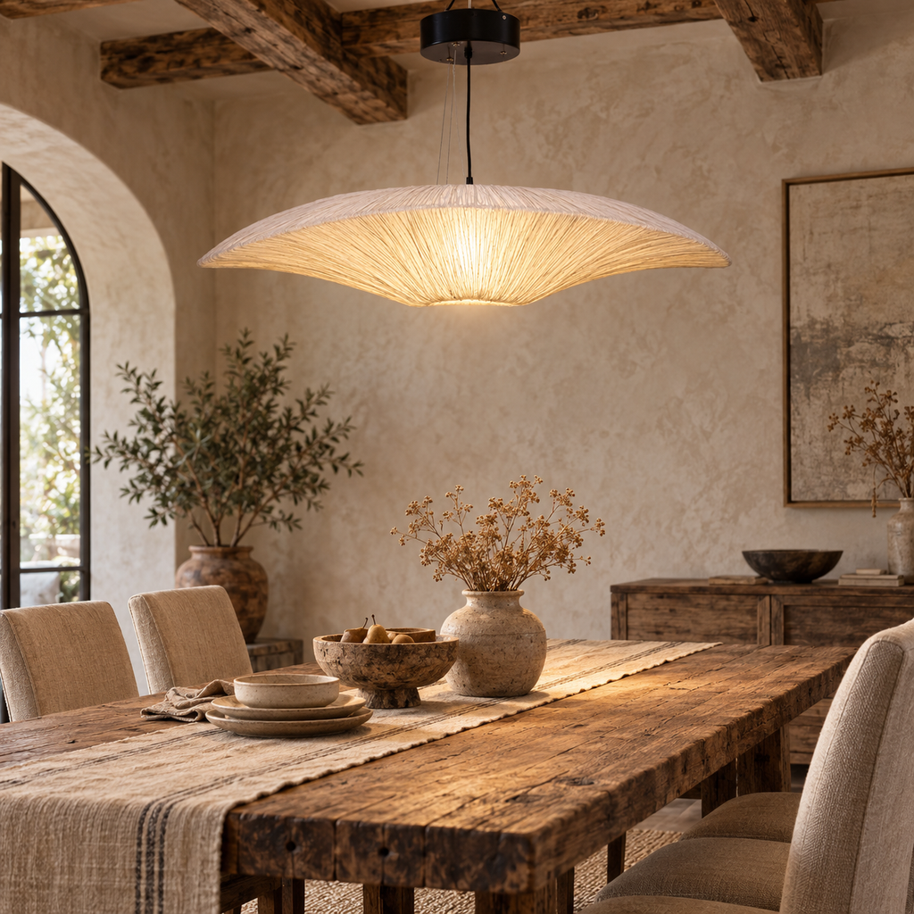 Saanjh Banana Fiber Floor Lamp | Natural Paper Shade Standing Light | Organic Decorative Lighting