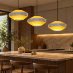 Taara Blockprint Pendant Lamp | Warm Yellow Poplin Fabric Hanging Light | Handcrafted Ambient Décor