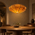 Chandra Aurora Pendant Lamp | Natural Banana Fiber Paper Hanging Light | Moon-Inspired Ambient Lighting