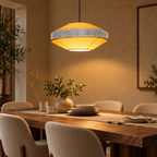 Taara Blockprint Pendant Lamp | Warm Yellow Poplin Fabric Hanging Light | Handcrafted Ambient Décor