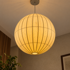 Iris Silk Glow Pendant Lamp | Off-White Raw Silk Hanging Light | Elegant E27 Ambient Lighting