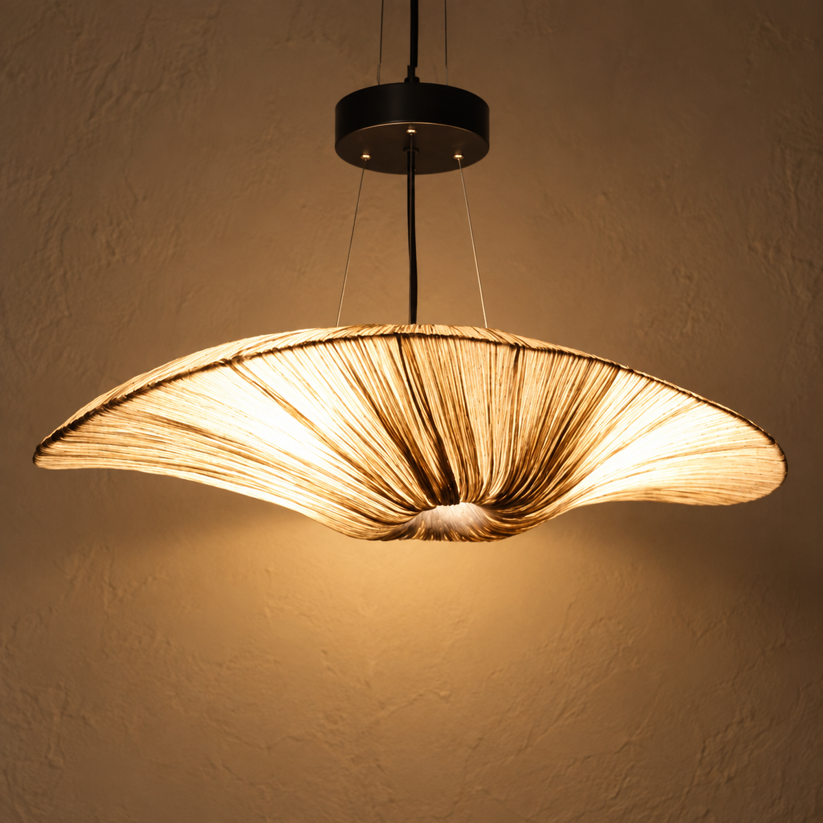 Saanjh Banana Fiber Floor Lamp | Natural Paper Shade Standing Light | Organic Decorative Lighting