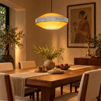 Taara Blockprint Pendant Lamp | Warm Yellow Poplin Fabric Hanging Light | Handcrafted Ambient Décor