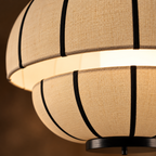 Aluna Monochrome Lantern Pendant | Off-White Poplin Hanging Light | Modern E27 Ambient Lighting