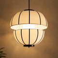 Aluna Monochrome Lantern Pendant | Off-White Poplin Hanging Light | Modern E27 Ambient Lighting