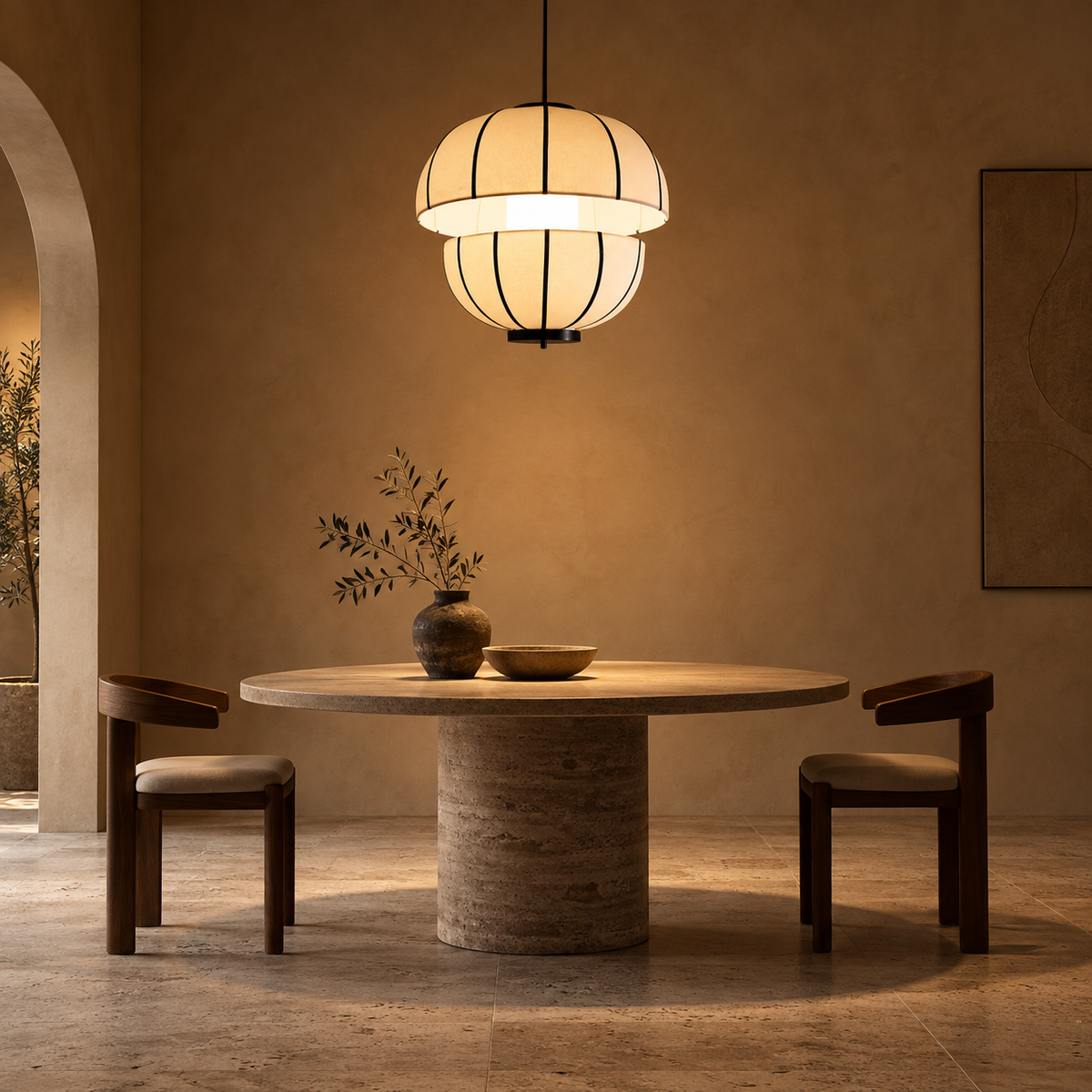 Aluna Monochrome Lantern Pendant | Off-White Poplin Hanging Light | Modern E27 Ambient Lighting
