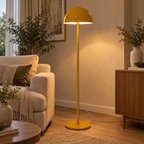 Aarush Sunbeam Floor Lamp | Yellow Cast Iron Standing Light | Round Accent Lamp for Living Room