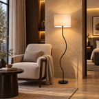 Eisara Jute Glow Floor Lamp | White Jute & Solid Wood Standing Lamp | Living Room Floor Light