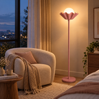 Gulnara Bloom Floor Lamp | Pink Cast Iron Floor Light | Decorative Standing Lamp for Living Room