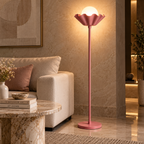 Gulnara Bloom Floor Lamp | Pink Cast Iron Floor Light | Decorative Standing Lamp for Living Room