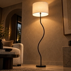 Eisara Jute Glow Floor Lamp | White Jute & Solid Wood Standing Lamp | Living Room Floor Light