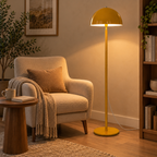 Aarush Sunbeam Floor Lamp | Yellow Cast Iron Standing Light | Round Accent Lamp for Living Room