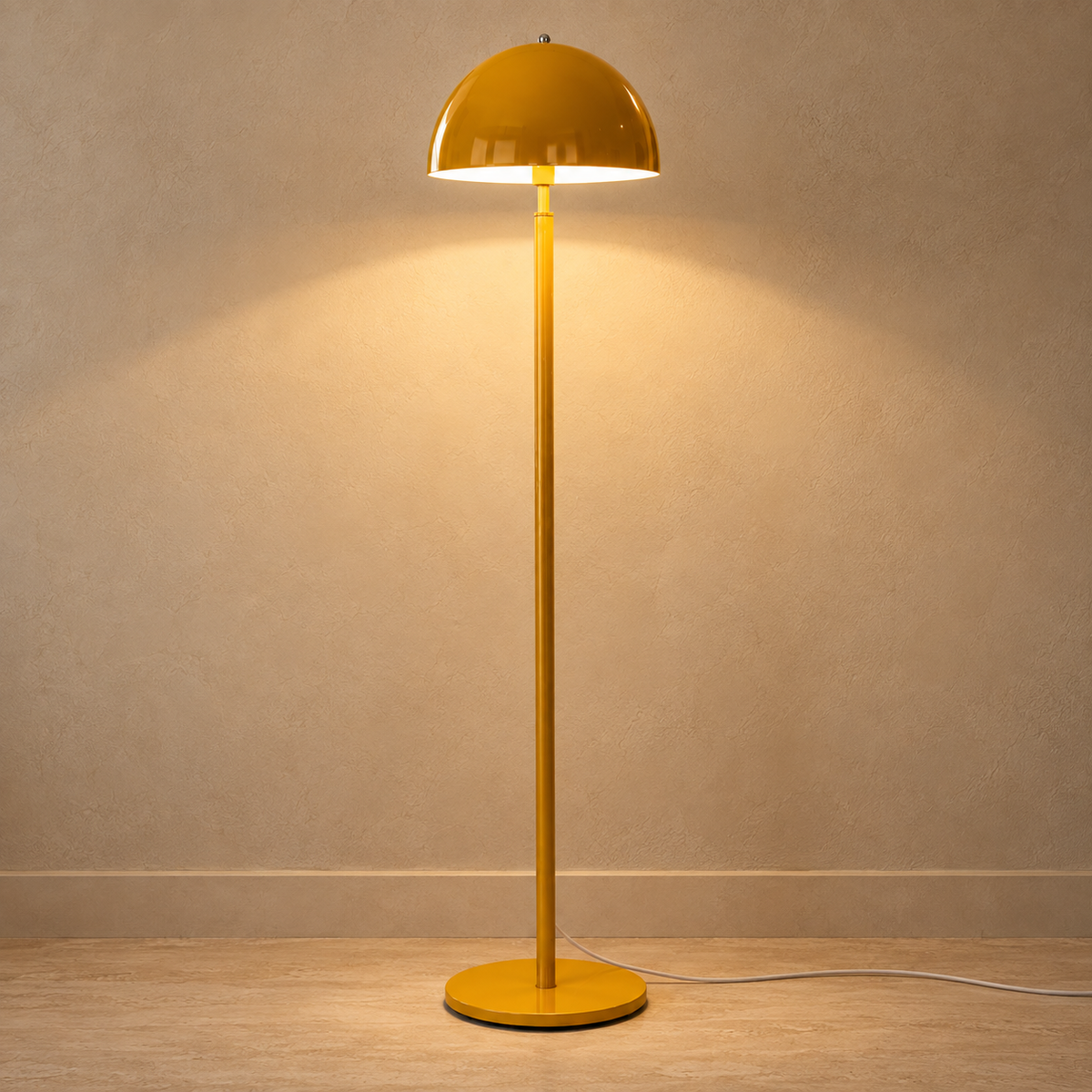 Aarush Sunbeam Floor Lamp | Yellow Cast Iron Standing Light | Round Accent Lamp for Living Room