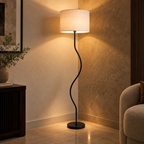 Eisara Jute Glow Floor Lamp | White Jute & Solid Wood Standing Lamp | Living Room Floor Light