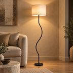 Eisara Jute Glow Floor Lamp | White Jute & Solid Wood Standing Lamp | Living Room Floor Light