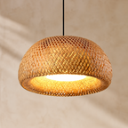 Handwoven Bamboo & Rattan Pendant Light – Boho Ceiling Lamp with E27 Holder