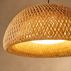 Handwoven Bamboo & Rattan Pendant Light – Boho Ceiling Lamp with E27 Holder