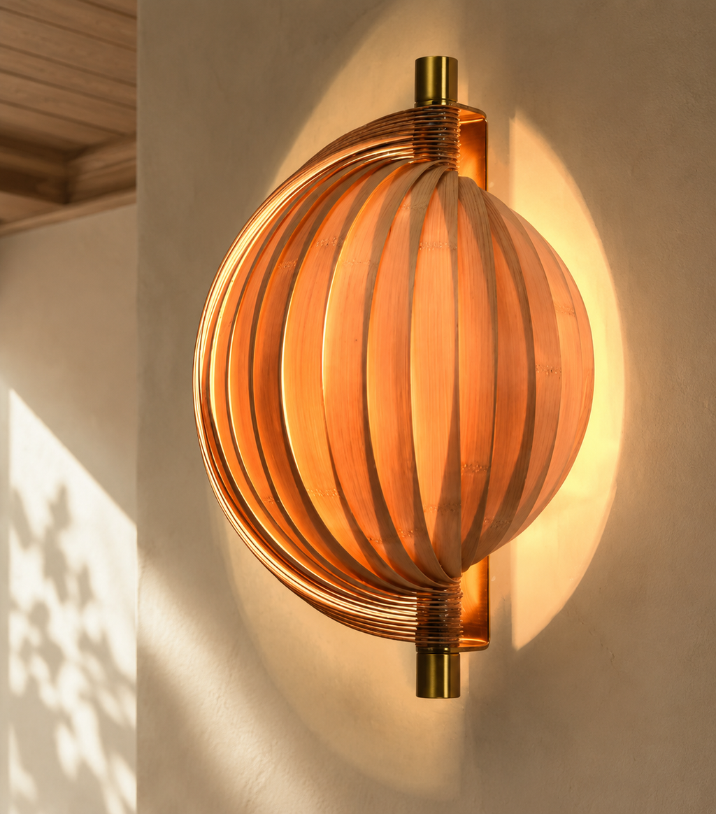 Handcrafted Bamboo Wall Lamp – Modern Boho Sconce Light