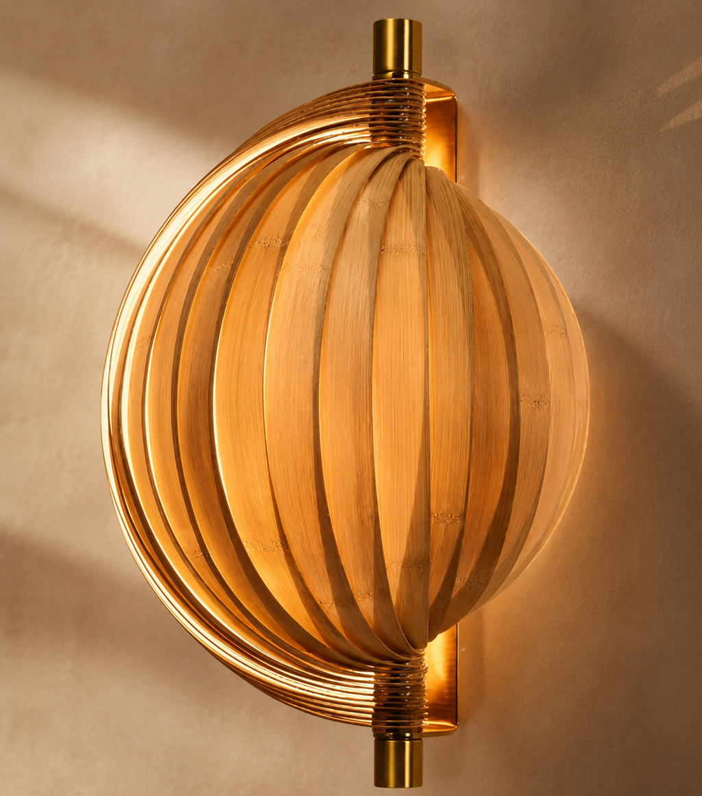 Handcrafted Bamboo Wall Lamp – Modern Boho Sconce Light
