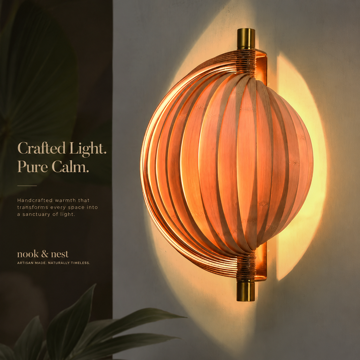 Handcrafted Bamboo Wall Lamp – Modern Boho Sconce Light