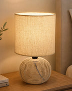 Veyra Orb Table Lamp | Metal & Linen Table Light | Warm Ambient Home Lighting