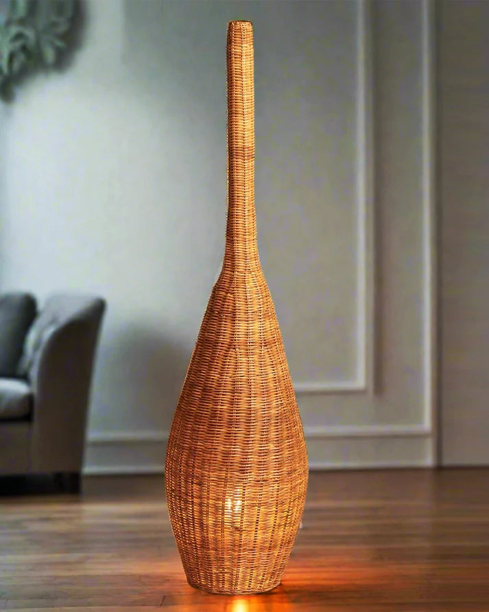 Vayuna Bamboo Haven Floor Lamp | Handmade Bamboo Floor Light | Natural Standing Lamp for Living Room & Bedroom