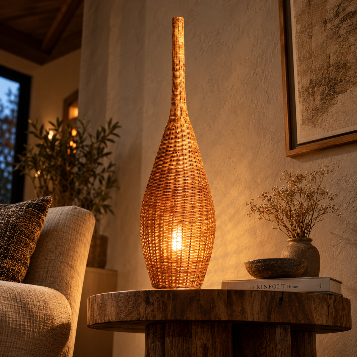 Vayuna Bamboo Haven Floor Lamp | Handmade Bamboo Floor Light | Natural Standing Lamp for Living Room & Bedroom