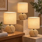 Veyra Orb Table Lamp | Metal & Linen Table Light | Warm Ambient Home Lighting