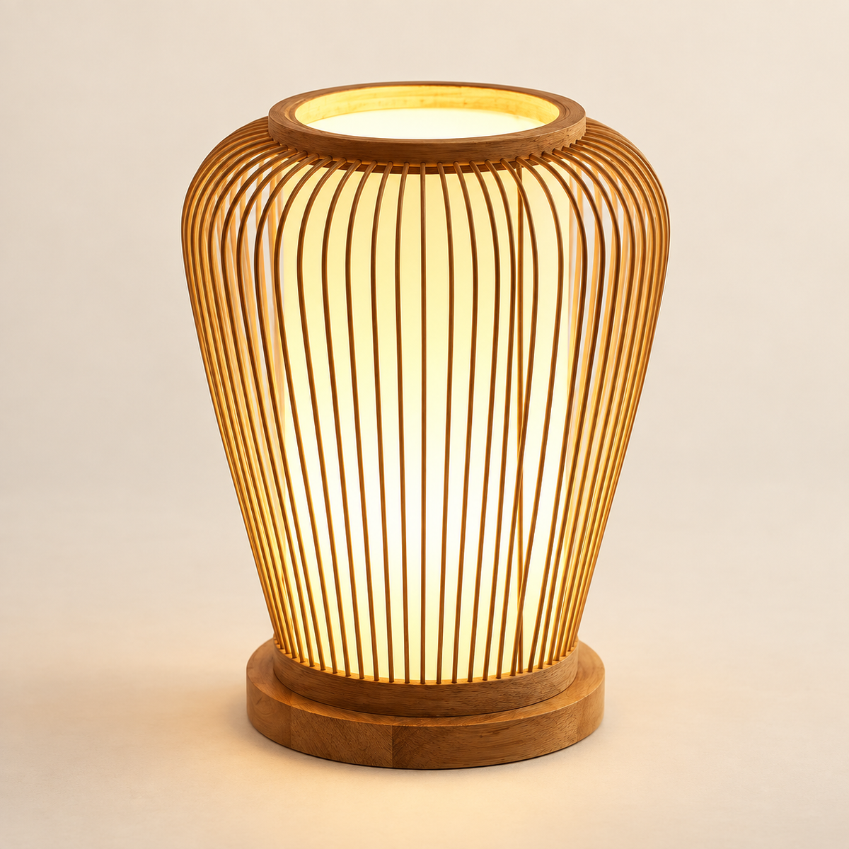 Evara Weave Table Lamp | Handmade Bamboo & Cane Table Light | Scandinavian Boho Decor