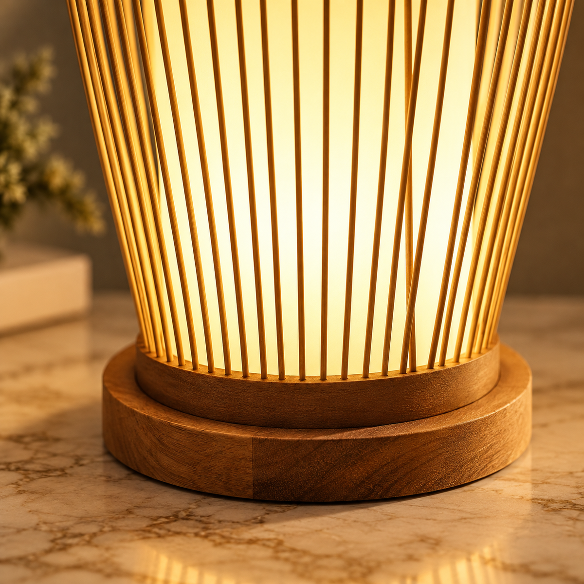 Evara Weave Table Lamp | Handmade Bamboo & Cane Table Light | Scandinavian Boho Decor