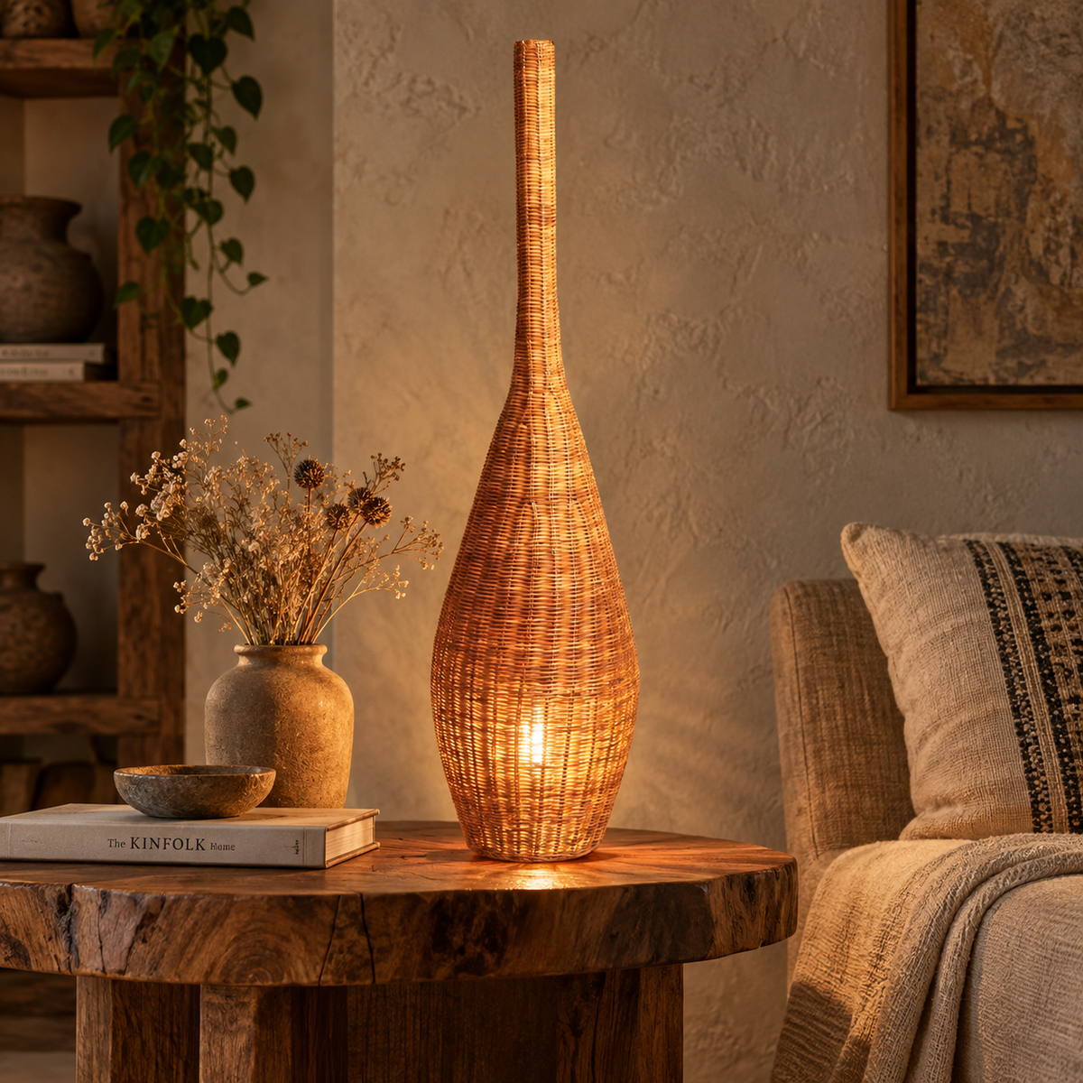Vayuna Bamboo Haven Floor Lamp | Handmade Bamboo Floor Light | Natural Standing Lamp for Living Room & Bedroom