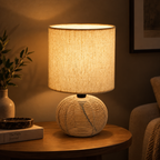 Veyra Orb Table Lamp | Metal & Linen Table Light | Warm Ambient Home Lighting