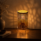 Saanvi Rattan Weave Table Lamp | Handmade Bamboo & Cane Light | Scandinavian Boho Home Decor