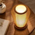 Evara Weave Table Lamp | Handmade Bamboo & Cane Table Light | Scandinavian Boho Decor