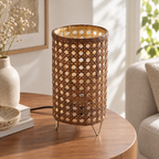 Saanvi Rattan Weave Table Lamp | Handmade Bamboo & Cane Light | Scandinavian Boho Home Decor