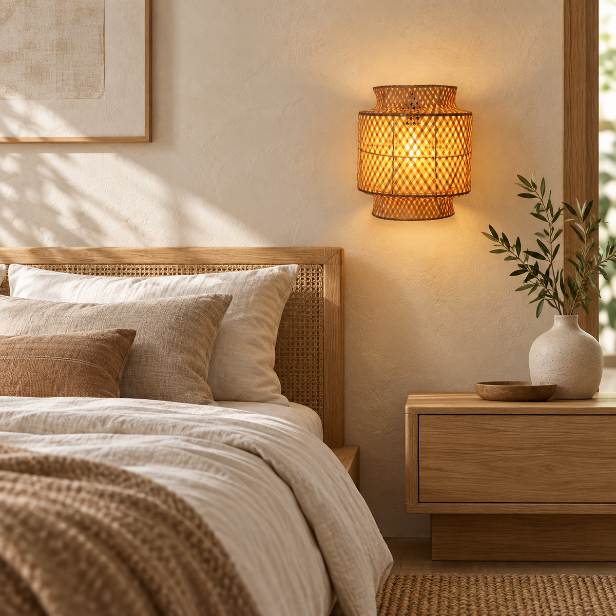 Vedara Bamboo Wall Lamp | Handcrafted Natural Wall Light for Home