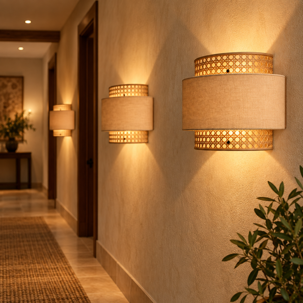 Aaranya Cane Glow Wall Lamp | Handmade Boho Wall Light