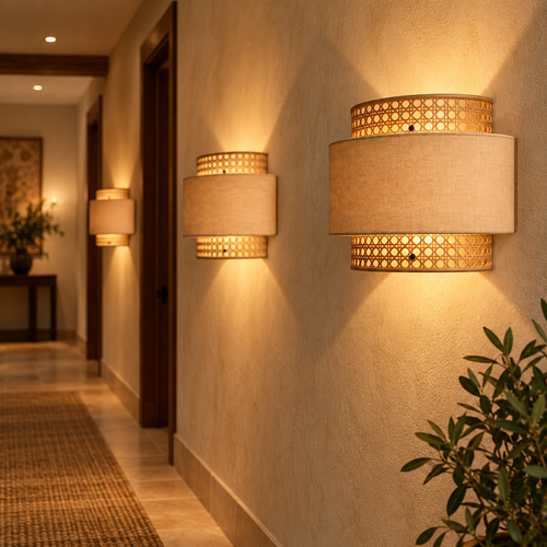 Aaranya Cane Glow Wall Lamp | Handmade Boho Wall Light