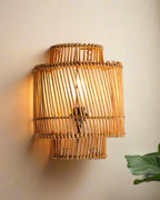 Ishara Rattan Arc Wall Lamp | Handmade Rattan Wall Light | Boho Home Decor