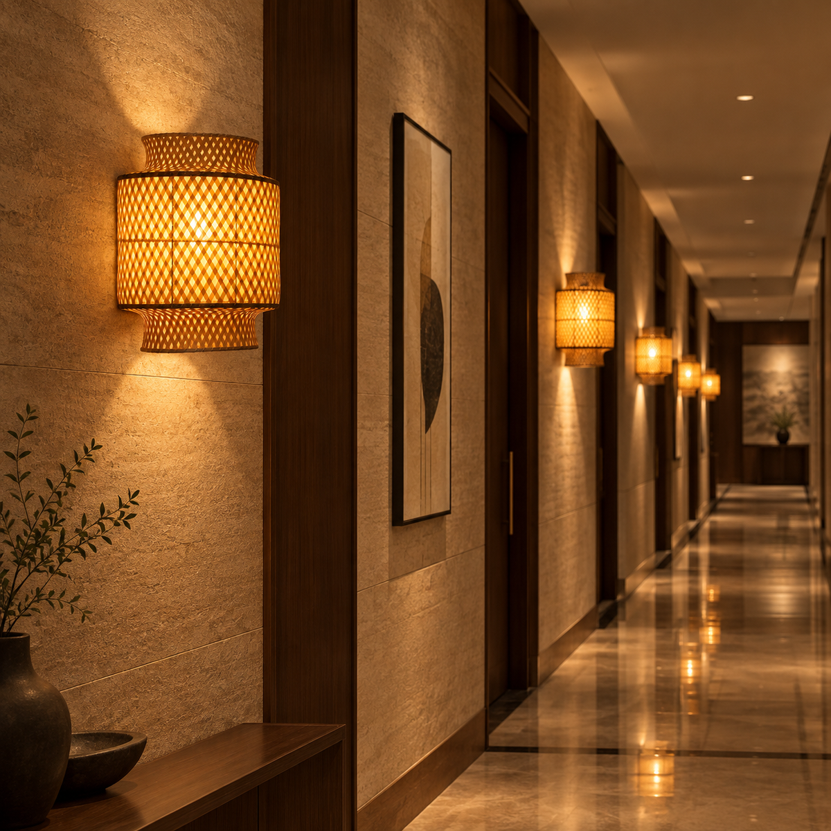 Vedara Bamboo Wall Lamp | Handcrafted Natural Wall Light for Home