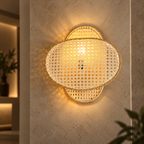 Aavira Cane Weave Wall Lamp | Handmade Cane Wall Light | Boho Home Decor