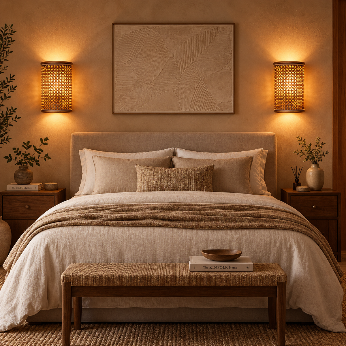 Nivara Cane Webbing Wall Lamp | Handmade Boho Wall Light