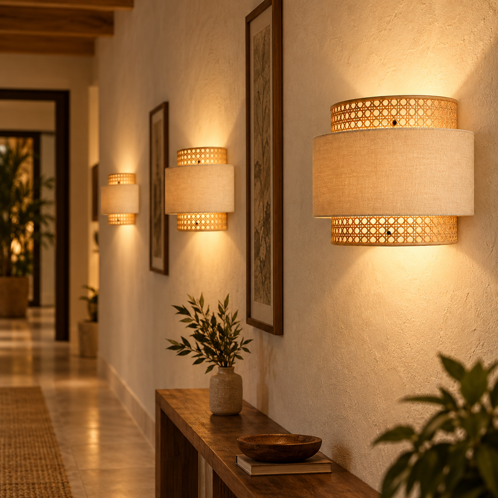 Aaranya Cane Glow Wall Lamp | Handmade Boho Wall Light