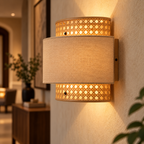 Aaranya Cane Glow Wall Lamp | Handmade Boho Wall Light
