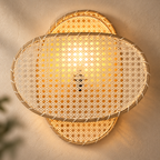 Aavira Cane Weave Wall Lamp | Handmade Cane Wall Light | Boho Home Decor