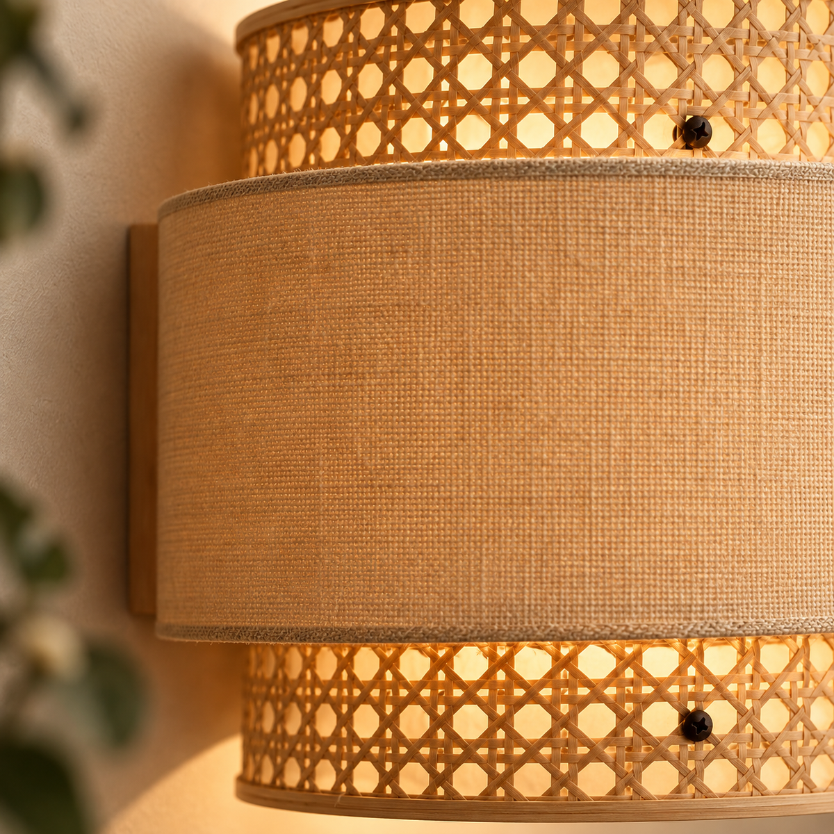 Aaranya Cane Glow Wall Lamp | Handmade Boho Wall Light