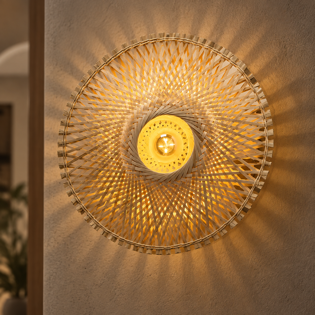 Mihira Bamboo Halo Wall Lamp | Handmade Natural Wall Light