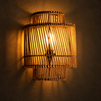 Ishara Rattan Arc Wall Lamp | Handmade Rattan Wall Light | Boho Home Decor